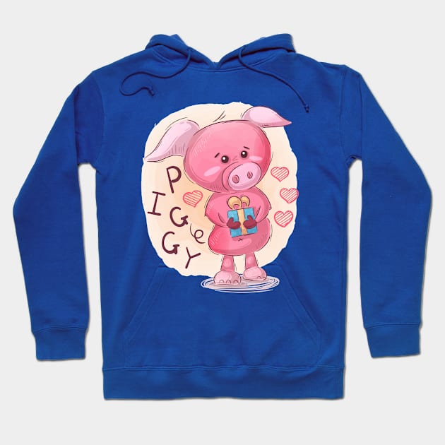 Piggy Cartoon Hoodie by Mako Design 